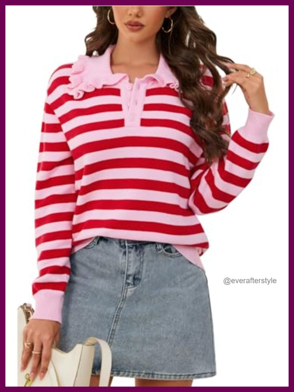 Knit Pullover Sweater Peter Pan Collar Button Long Sleeve Casual